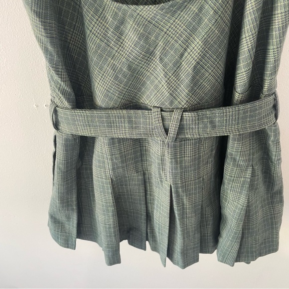 New! Free People Green Sevi Plaid Open Back Belted Mini Dress 37381 - Picture 5 of 10